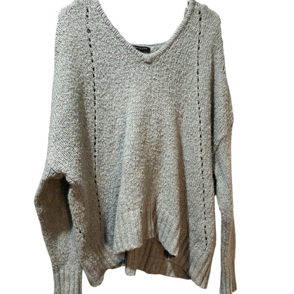 American Eagle Jegging Fit Oversized Hooded Sweater – Size XL – Teal/Light Blue